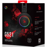 Наушники с микрофоном игровые A4Tech Bloody G521, динамики 50 мм, 20-20000гц, USB, 1,8м, цветная коробка, чёрный
