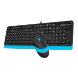 Клавиатура+мышь A4Tech Fstyler F1010, Оптическая Мышь, USB, 1600DPI, Длина кабеля 1,5 метра, Анг/Рус, Синий