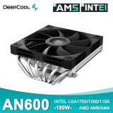 CPU cooler DEEPCOOL AN600 LGA1700/1200/115*/AMD 120mm Black PWM FDB fan,500-1850rpm, 6HP