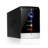 Источник бесперебойного питания SVC V-650-F-LCD, Smart, USB, Мощность 650ВА/400Вт, Диапазон работы AVR: 165-275В, Бат.: 12В/9 Ач*1шт., 3 вых.: 2 Shuko CEE7+1 IEC C13 (Bypass), Защита тел. линии, Чёрный