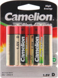 Батарейка CAMELION LR20-BP2, Plus Alkaline, D, 1.5V, 21000 mAh, 2 шт., Блистер