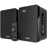 Акустическая система 2,0 SVEN SPS-710 Black RMS 40W (2?20W), Bluetooth,10m, MicroSD, USB. Пульт ДУ, AUX. FM, LED, 230V Power. дерево
