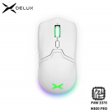 Мышь беспроводная+проводная эргономичная игровая Delux M729DB USB, оптическая, Bluetooth, DPI:max16000, 6программируемых кнопок, RGB, бело-серый