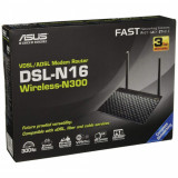 Модем ADSL2+ со встроенным маршрутизатором ASUS DSL-N16 300Mb/s 2.4GHz, 4xLAN 100Mb/s, 1xDSL, 2 антенны,ASUS Router APP, Parental Control