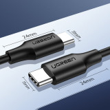 Кабель UGREEN US286 (USB2.0 Type-C- Type-C, 3А, 1.5м), чёрный 50998