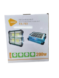 Фонарь-прожектор FA-703, 200W, аккумуляторный, солнечная панель, зарядка от USB