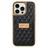 Кожаный чехол ONEGIF с отделением для карт и роскошной вышивкой для iPhone 16 Pro Max 