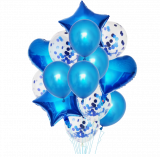 Набор воздушных шаров 6 шт с подставкой, фольга, пластик, картон, "Happy Birthday", голубой