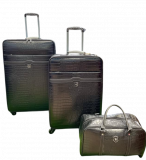 Luxury baggage комплект чемодан черный из экокожи (Размеры - L.M.сумка)